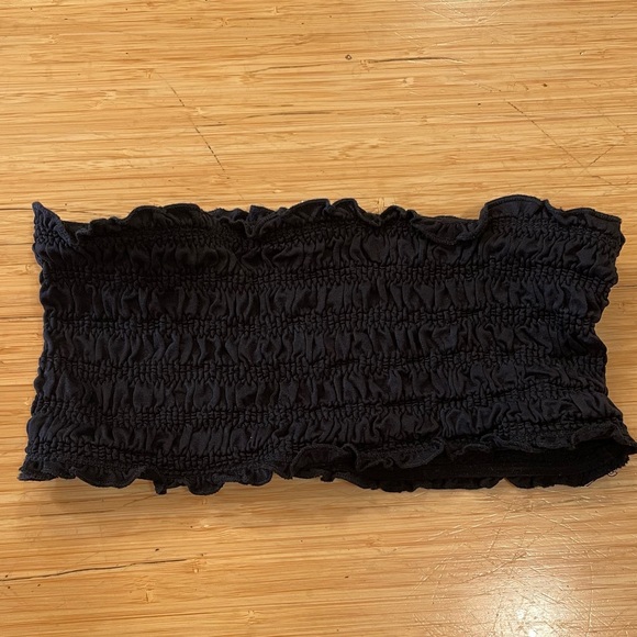 Free People Smocked Bandeau Bra Black M/L